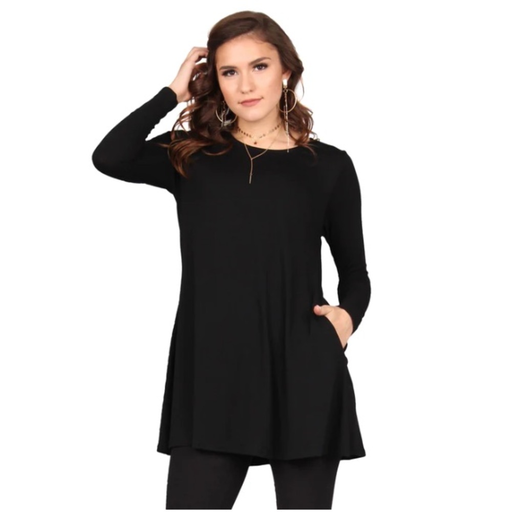 Lildy red paisley handkerchief hem tunic with subtle bell sleeves & side pockets - Picture 14 of 14